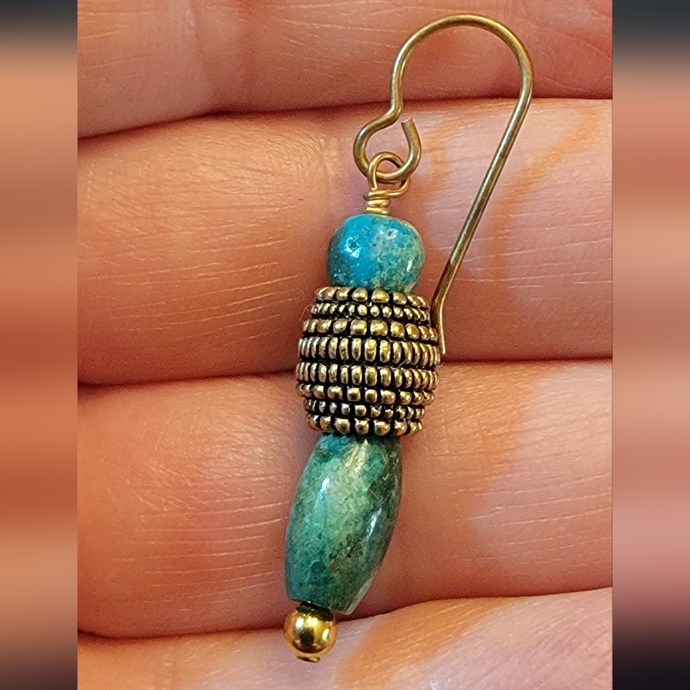 Barse, Studio barse single earring,  bronzed, turquoise